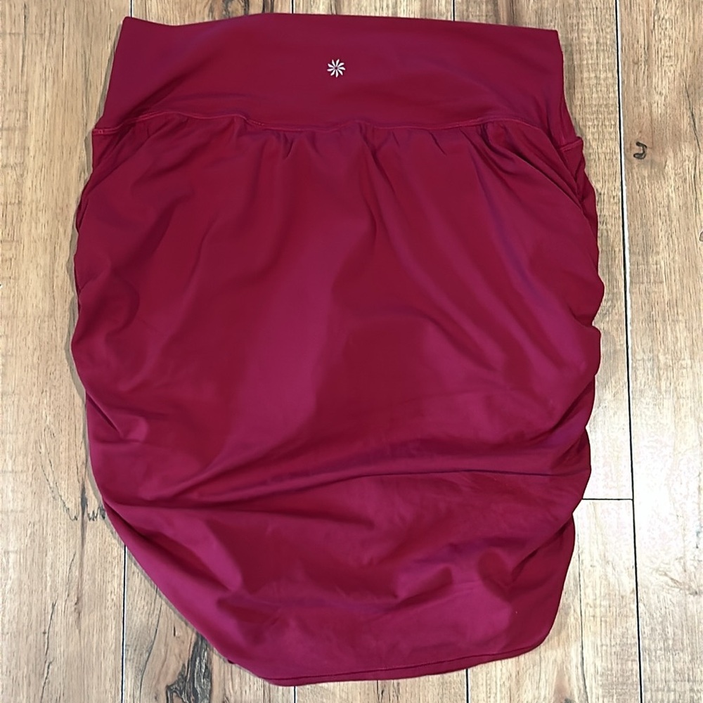 Athleta TRANSEND SKORT XL Burgandy ROUCHED - Picture 6 of 6
